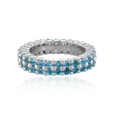 Anillo en plata con Topacio azul suizo