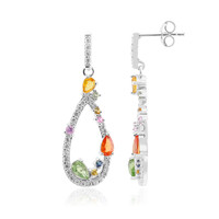 Pendientes en plata con Zafiro naranja