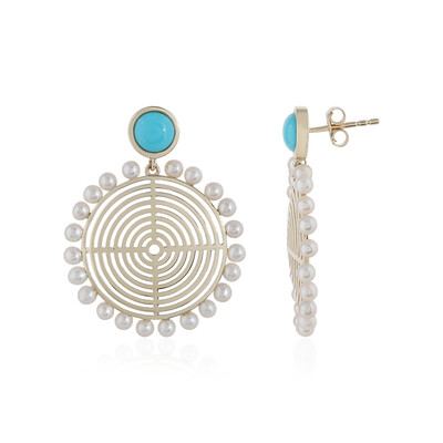 Pendientes en oro con Turquesa bella durmiente (Ornaments by de Melo)