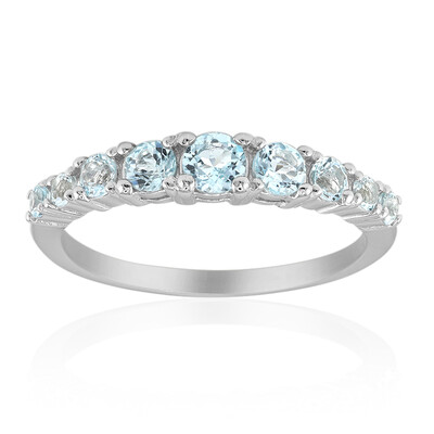 Anillo en plata con Topacio azul cielo