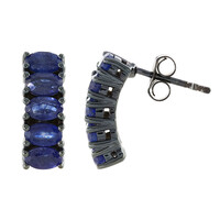 Pendientes en plata con Zafiro azul de Madagascar