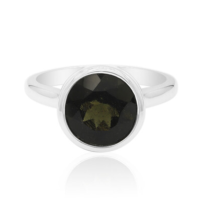 Anillo en plata con Moldavita