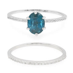 Anillo en plata con Cianita pavo real