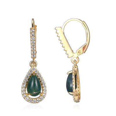 Pendientes en plata con Ágata verde