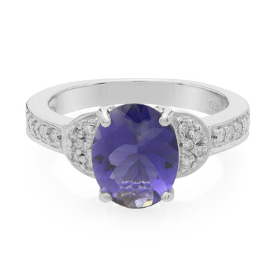 Anillo en plata con Iolita de Ceilán