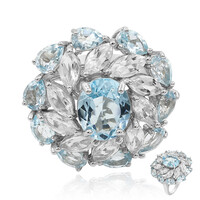 Anillo en plata con Topacio azul cielo