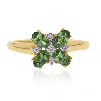 Anillo en oro con Granate tsavorita AAA