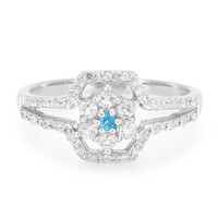 Anillo en plata con Apatita azul neón
