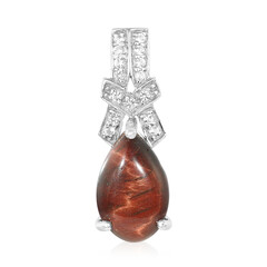 Colgante en plata con Ojo de tigre rojo