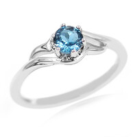 Anillo en plata con Topacio azul de Londres