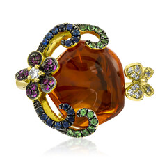 Anillo en oro con Ópalo de fuego de México (AMAYANI)