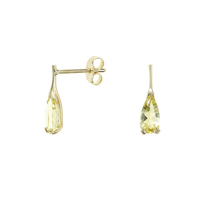 Pendientes en oro con Citrino de color limón (dagen)