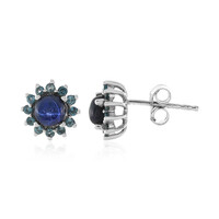 Pendientes en plata con Zafiro estrella azul