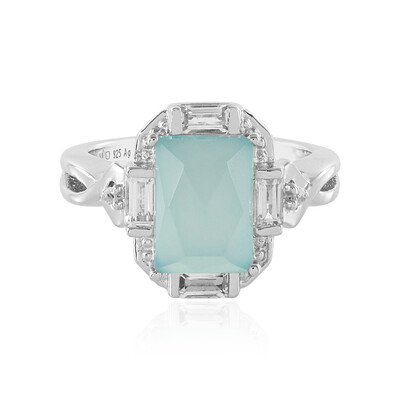 Anillo en plata con Calcedonia agua
