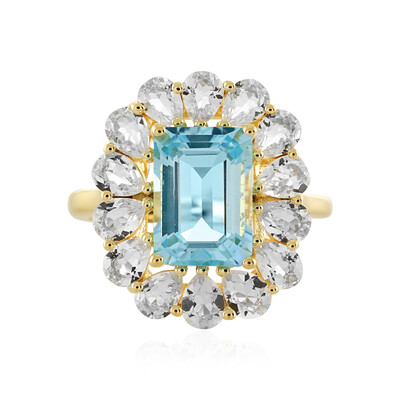 Anillo en plata con Topacio azul cielo