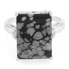 Anillo en plata con Obsidiana Copo de Nieve