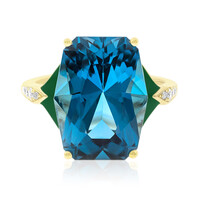 Anillo en oro con Topacio azul de Londres