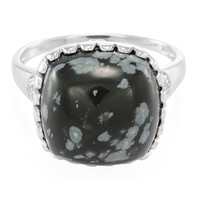 Anillo en plata con Obsidiana Copo de Nieve