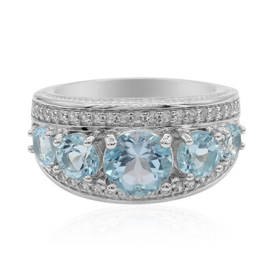 Anillo en plata con Topacio azul cielo