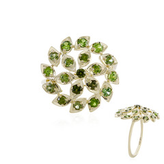 Anillo en oro con Zircón verde Ceylon