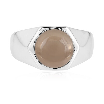 Anillo de hombre en plata con Cuarzo ahumado