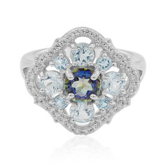 Anillo en plata con Cuarzo Místico azul