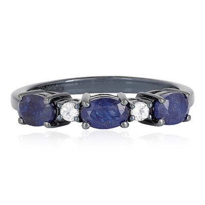 Anillo en plata con Zafiro azul de Madagascar