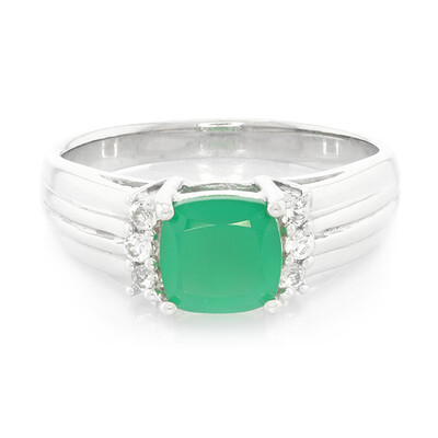 Anillo de hombre en plata con Calcedonia verde