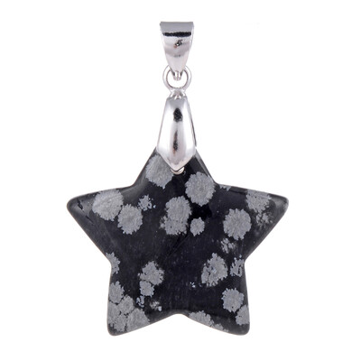 Colgante en plata con Obsidiana Copo de Nieve