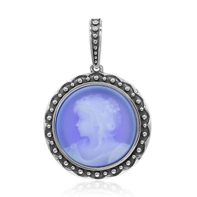 Colgante en plata con Ágata de lazo azul