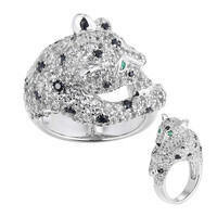 Anillo en plata con Zafiro negro(Adela Silber)