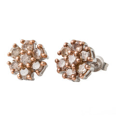 Pendientes en plata con Diamante champán