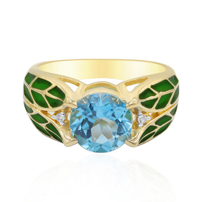 Anillo en plata con Topacio azul suizo