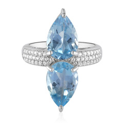 Anillo en plata con Topacio azul cielo