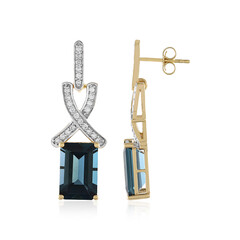 Pendientes en oro con Topacio azul de Londres (SUHANA)