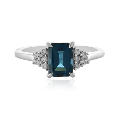 Anillo en plata con Topacio azul de Londres