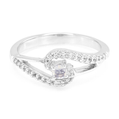 Anillo en plata con Piedra de Luna arcoíris