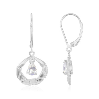 Pendientes en plata con Piedra de Luna arcoíris