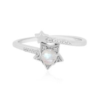 Anillo en plata con Piedra de Luna arcoíris