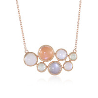 Collar en plata con Piedra de luna melocotón (KM by Juwelo)