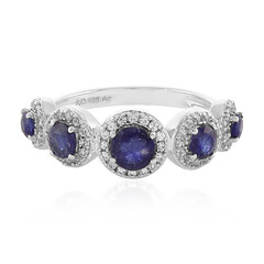 Anillo en plata con Zafiro azul de Madagascar