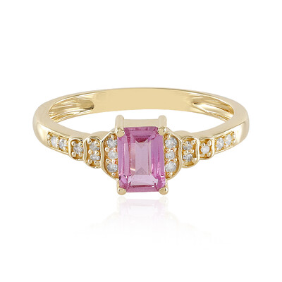 Anillo en oro con Zafiro rosado
