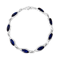 Brazalete en plata con Ámbar colombiano azul