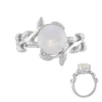 Anillo en plata con Piedra de Luna arcoíris