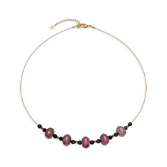 Collar en acero inoxidable con Rodonita