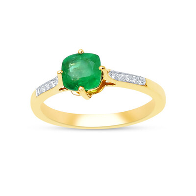 Anillo en oro con Esmeralda de Zambia
