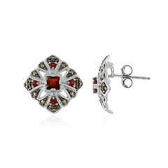 Pendientes en plata con Granate rojo