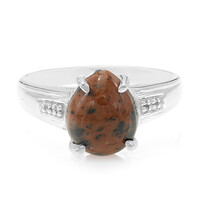 Anillo en plata con Obsidiana caoba
