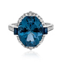 Anillo en oro con Topacio azul de Londres