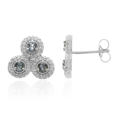 Pendientes en plata con Zafiro verde no calentado